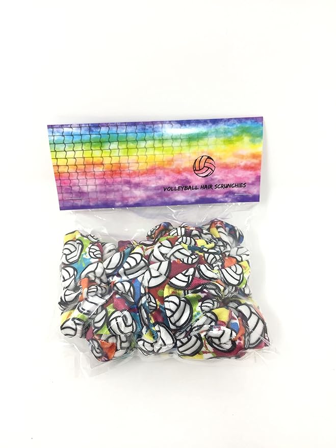 Volleyball Scrunchies, Velvet Hair Ties Headband Accessory, Set of 4 Tie-Dye…