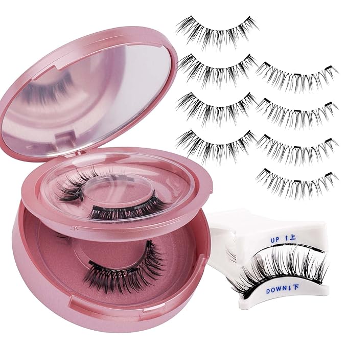 FADLASH Magnetic Eyelashes with Applicator Reusable Magnetic Lashes Natural Look 2 Pairs with Clamp No Glue Needed False Eyelashes Kit Easy to Wear (806+B7)
