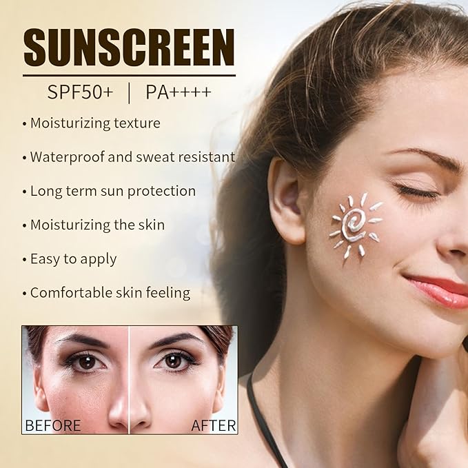 2 Pcs Rice and Probiotics SPF50 sunscreen,SPF50+ PA++++ Sunscreen for All Skin Type and UV Defense.