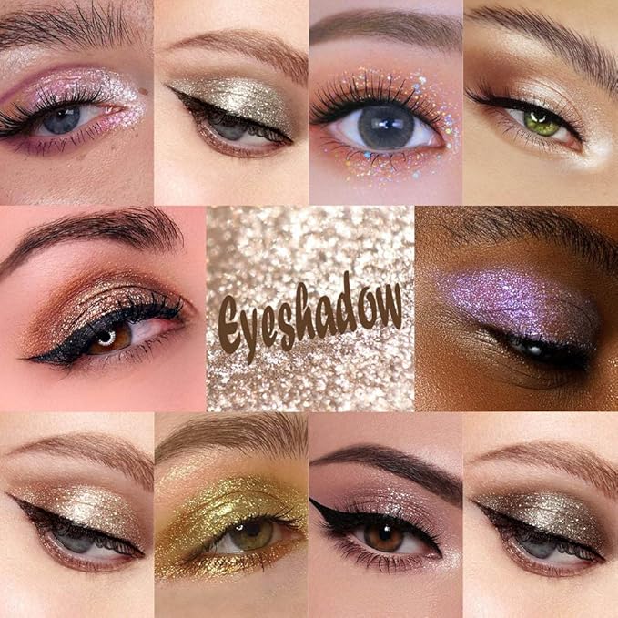 10Pcs Colorful Liquid Glitter Eyeshadow & Eyeliner Sticks Kit – Korean Shimmer Metallic Eye Makeup, Quick-Drying & Waterproof, Vegan & Cruelty-Free, Silver Brown Pink Gold Sparkle sombras de ojos