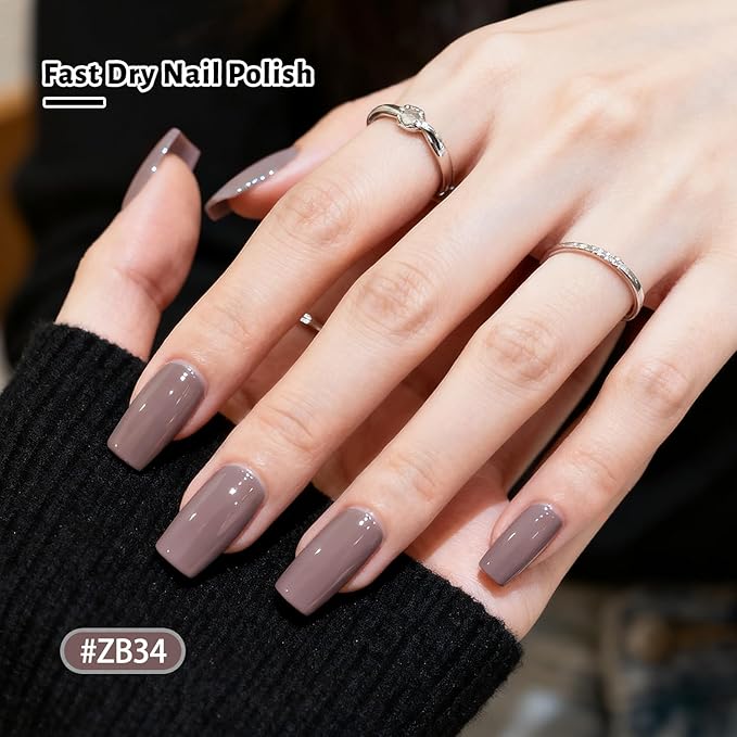 OpenLive 12 PCS Nail Polish Set 10 Color With 2PCS Base and Top Coat Quick Drying Fall Nude Brown White Red Color Holiday Gift for Her