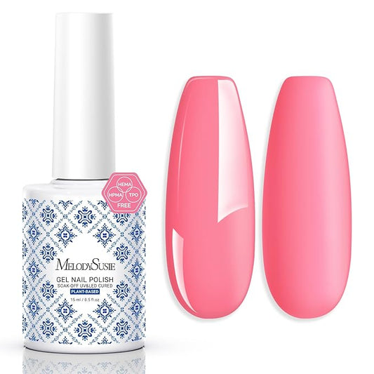 MelodySusie Fleurwee Plant Based Gel Nail Polish, Hema Free Dark Pink Nail Polish, Soak Off UV LED Gel Polish Gift for Women 21 Non Toxic Long Lasting Nail Art Manicure Salon DIY at Home P45