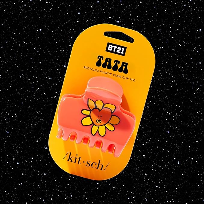 Kitsch BT21 Recycled Plastic Puffy Medium Hair Clips for Women, Medium Claw Clip for Thin & Thick Hair | Ideal Gifts for Women - TATA, 1pc