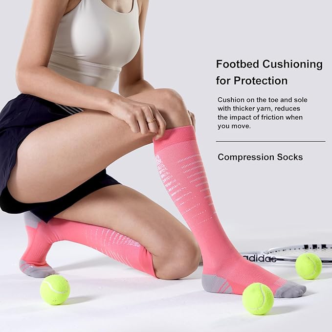 CelerSport 3 Pairs Compression Socks for Men and Women 20-30 mmHg Running Support Socks