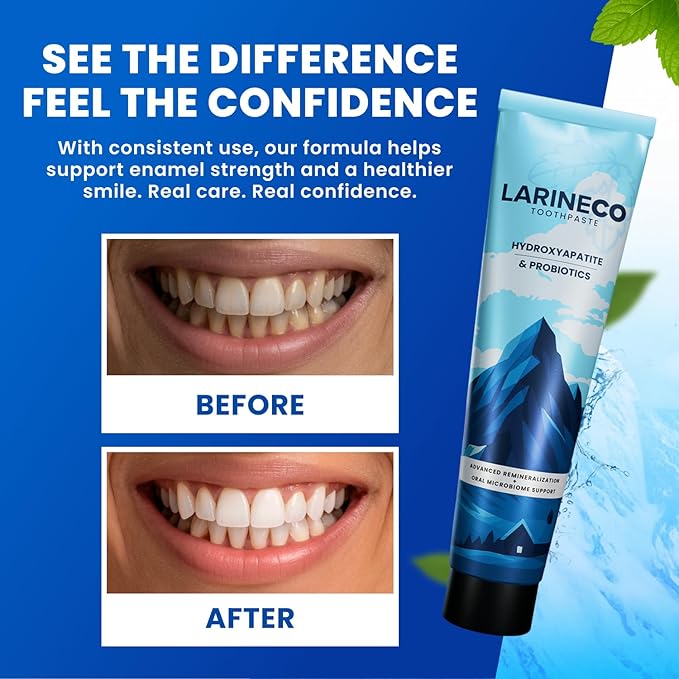 Larineco Nano Hydroxyapatite Toothpaste – Sulfate Free Remineralizing Toothpaste – Enamel Care, Gentle Whitening, Sensitive Teeth – 4oz