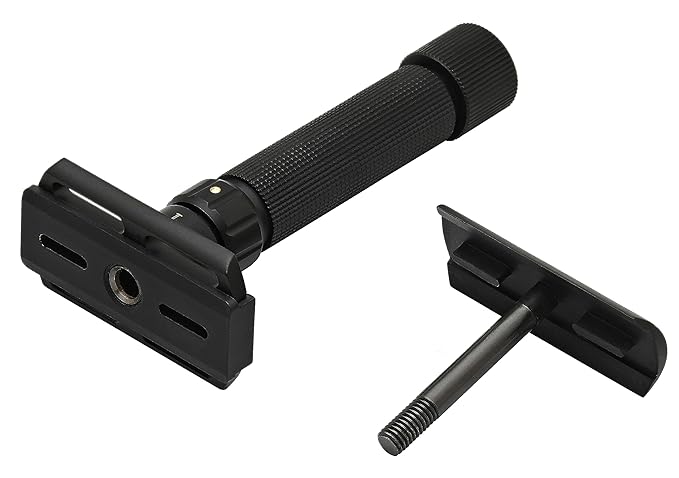 Pearl Flexi Adjustable Safety Razor Black Edition - Reusable Metal Razor made of 100% Brass | Eco Friendly Double Edge Razor for Men | Men's Shaving Razor for Father's Day Gift Option