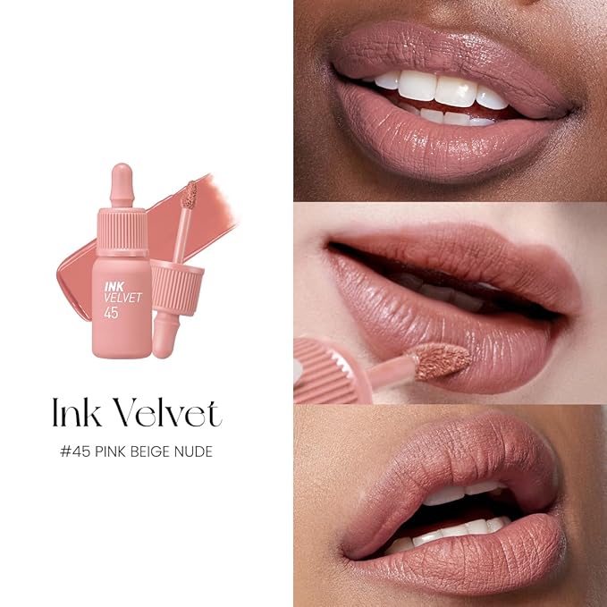 Peripera Ink the Velvet Lip Tint - High Pigment Color, Longwear, Weightless, Gluten-Free, Paraben-Free (045 PINK BEIGE NUDE)