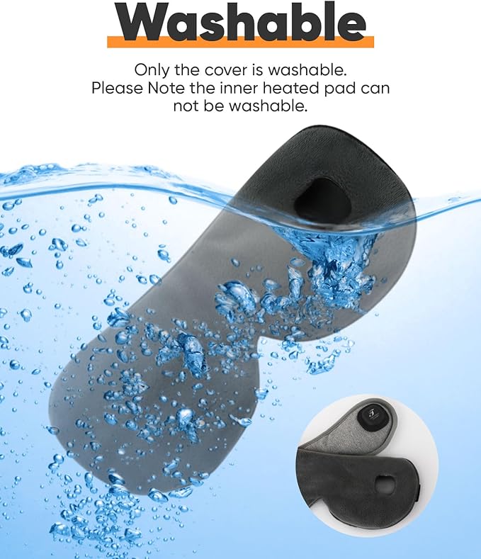 Heated Eye Mask, Cordless Warm Eye Compress for Dry Eyes Blepharitis, Light Blocking Heat Eye Mask for Men Women, 1000mAh Rechargeable Battery and Washable Cover (Black)