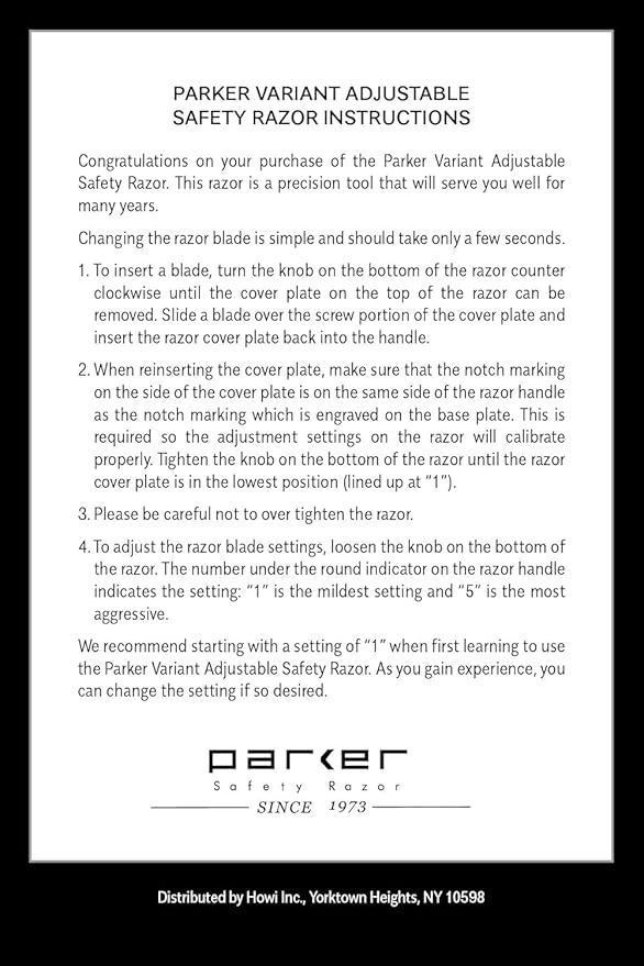 Parker THE VARIANT CLOSED COMB - ADJUSTABLE Double Edge Safety Razor, Customize your Shave with a Turn of the Dial from Mild to Aggressive - 5 Blades Included (GRAPHITE GRAY)