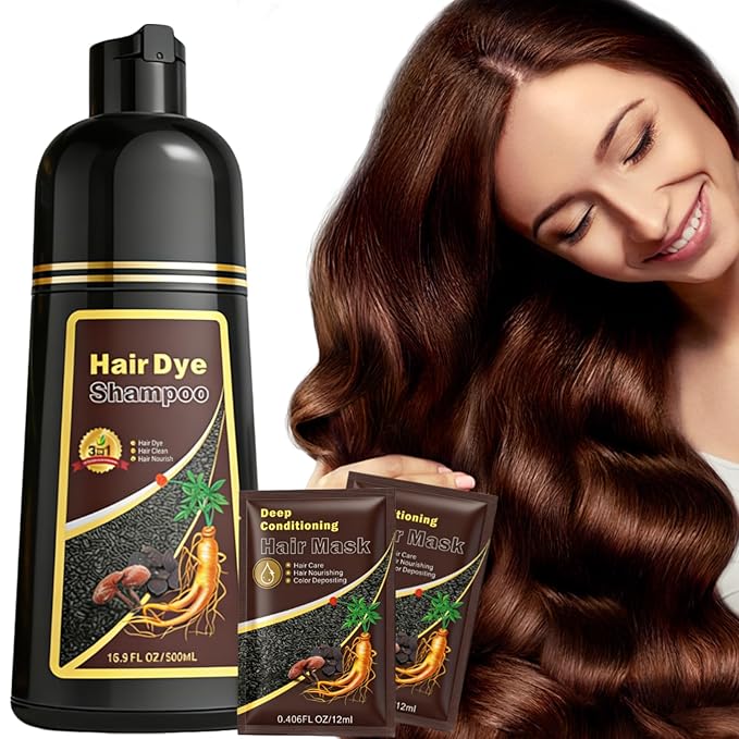 Hair Dye Shampoo 3 in 1 for Women & Men, Rich Root-to-Tip Coloring with Natural Extracts, 3-4 Weeks Lasting Smooth Shiny Finish, Easy Home Use for All Hair Types 16.9 fl oz (Cherry Brown)