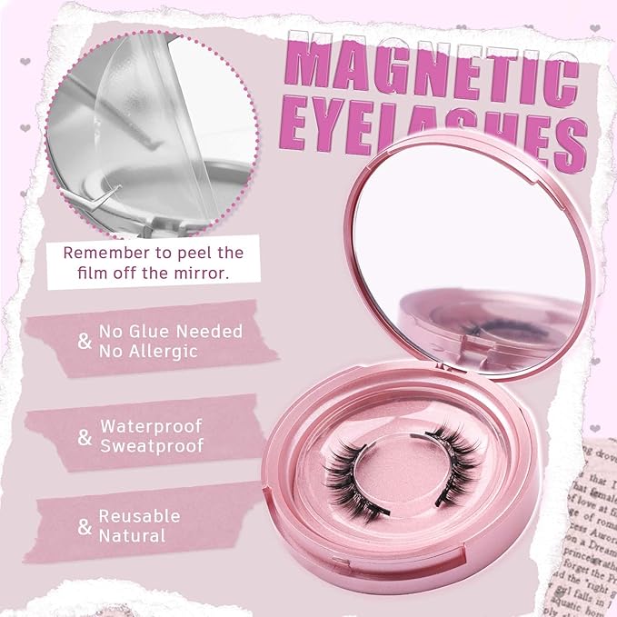 FADLASH Magnetic Eyelashes Natural Look Reusable Magnetic Lashes with Applicator No Glue Needed Easy to Wear 1 Pair