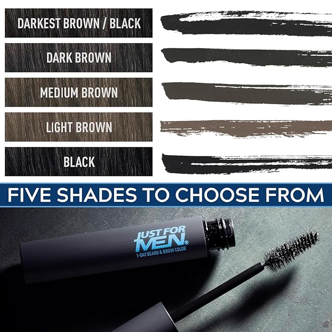 Just for Men 1-Day Beard & Brow Color, Temporary Color for Beard and Eyebrows, For a Fuller, Well-Defined Look, Up to 30 Applications, Medium Brown, Ships in Eco-Friendly Packaging (Pack of 3)