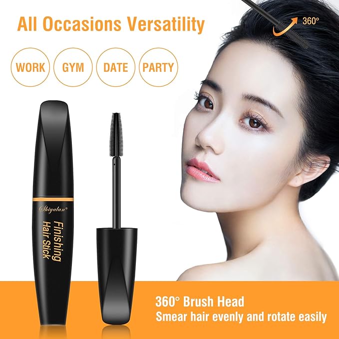 SUOFEIYA Hair Finishing Stick for Woman 3 Pack, Black, Vegan & Cruelty Free, Tames Flyaways, Smooths Frizz - Hair Mascara for All Hair Types