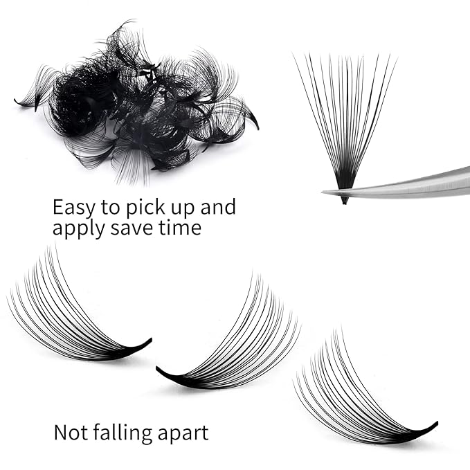 Lash Extension 20D 1000 Mixed Premade Fans Eyelash Extensions D Curl Promades Eyelash Volume Lash Extensions Loose Fans Pre Made Volume Lashes Pointed Base (20D-0.07D, 9-16mm)