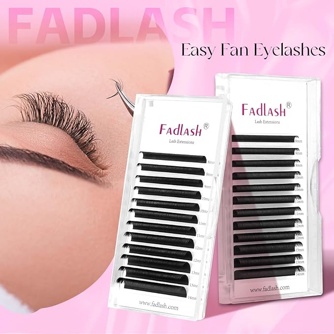 FADLASH Volume Lash Extensions Easy Fan Lashes 3D~10D D Curl Volume Fans 0.05 0.07mm Self Fanning Eyelash Extensions 8-20mm Length (0.05-D, 13mm)