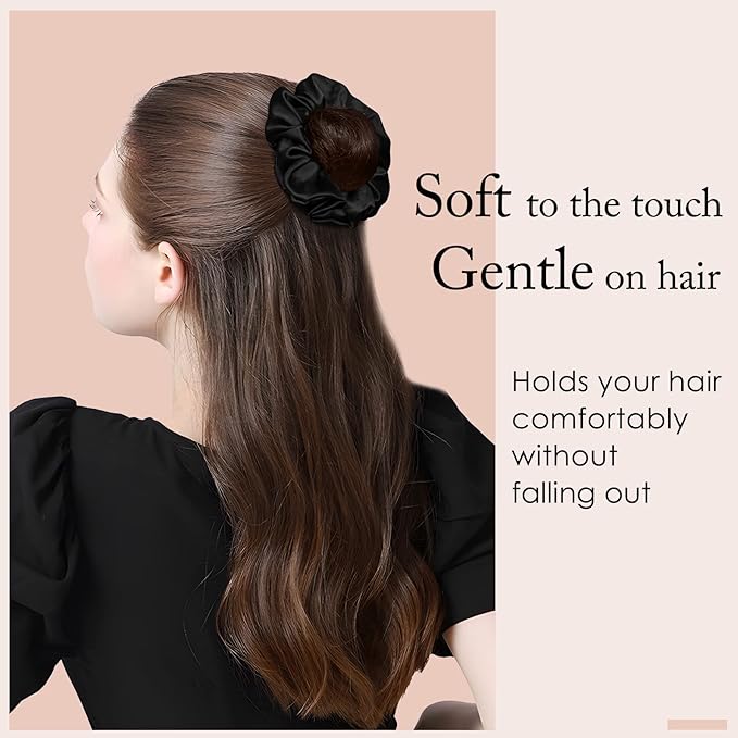 OLESILK 100% Mulberry Silk-Scrunchies for Hair Sleep, Women Grils Silk Hair Ties for Frizz & Breakage Curly Hair, No Damage, Elastics Ponytail Holder, 3 Pack