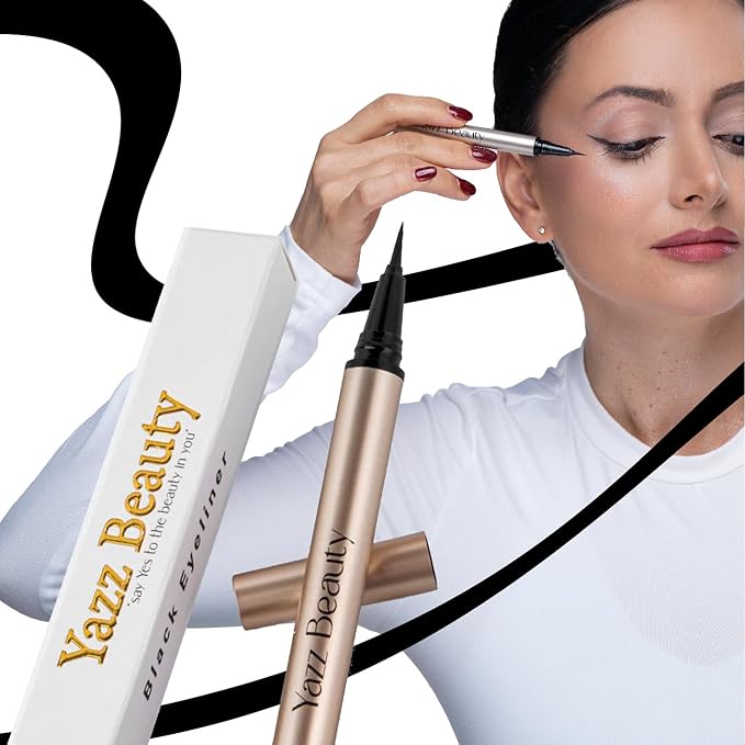 YazzBeauty Waterproof Smudge-Proof Liquid Eyeliner Pen – Long-Lasting Matte Black, Quick Dry, Precise Tip for Bold & Defined Eyes, All-Day Wear, Sweat & Humidity Resistant