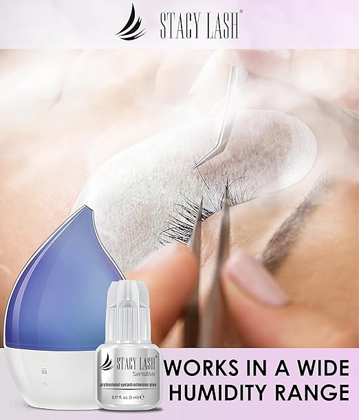 STACY LASH Sensitive Eyelash Extension Glue 0.17fl.oz/5ml / 5-6 Sec Drying time/Retention – 4-5 Weeks/Black Adhesive/Professional Supplies