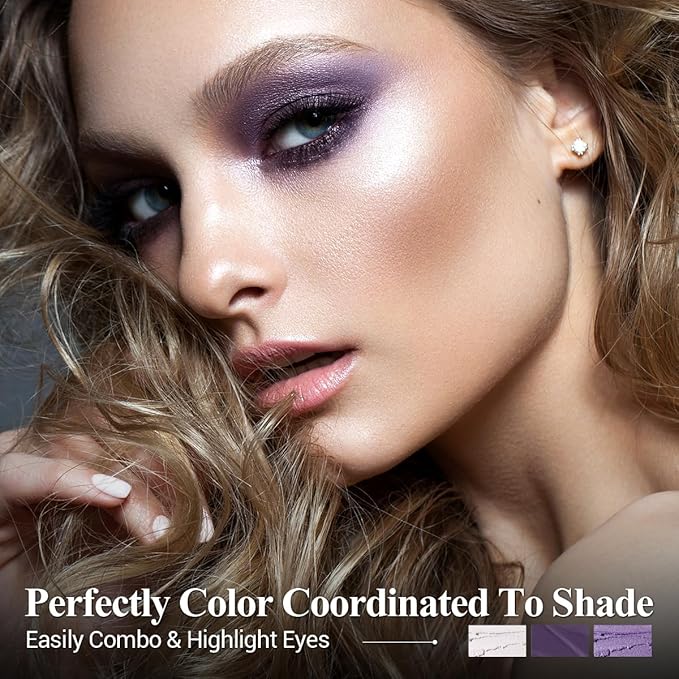 Neutral Eyeshadow Stick 6PCS Set, Pink and Purple Metallic Shimmer Matte Cream Eye Shadow Eyeliner Brightener Pencil Crayon, Halloween Makeup - PURPLE MARTINI