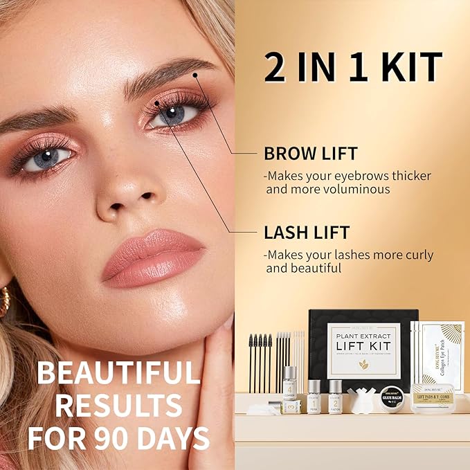 DONG RHYME Lash Lift Kit Eyelash Perm Kit, Professional Plant Extract, Lifting & Curling for Eyelashes, Semi-Permanent Salon & DIY Home Use Eyelash Lift Kit for Beginners