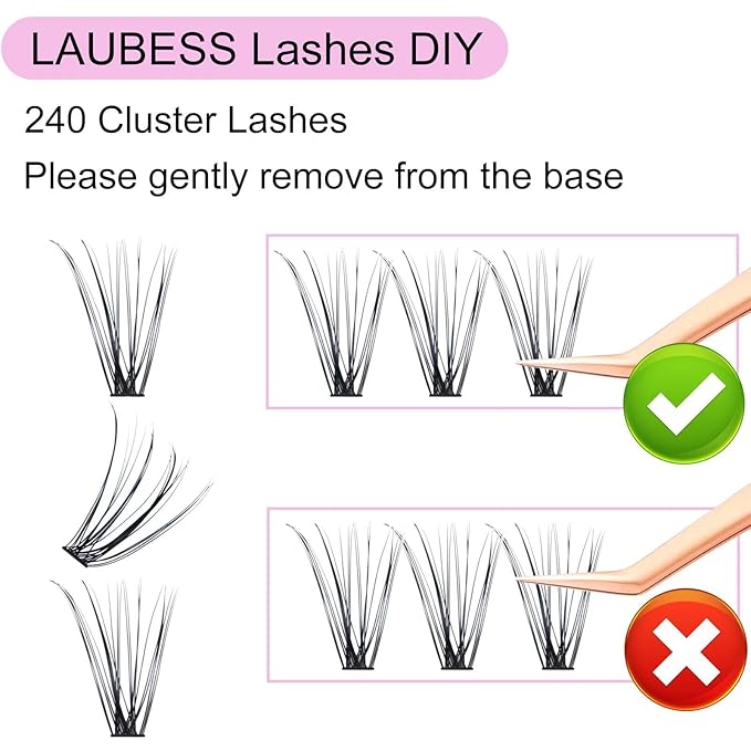 Cluster Lashes 240pcs 20D DIY Eyelash Extension D Curl Long Individual Lashes Mixed Tray Faux Mink Lash Clusters Extensions 0.07 0.10 Black (20D-0.07D-9-16mm)