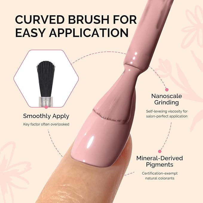 MelodySusie Fleurwee Plant Based Gel Nail Polish, Nail Polish Hema Free 21 Non Toxic Long Lasting No Chip Finger Toe Nail Art Manicure Salon DIY at Home Gifts for Women Dried Rose Nude P57