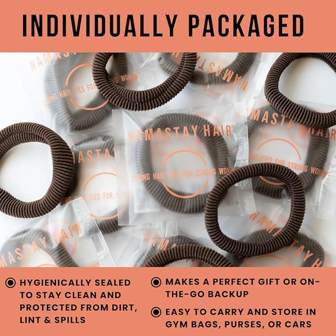 Soft Elastic Hair Ties | No Damage Hair Ties for Thick Hair | Seamless, Non-Slip, Comfortable & Durable Elastic Hair Bands for Women's Hair | Unbreakable & Stretchy Pack of 5 Brunette