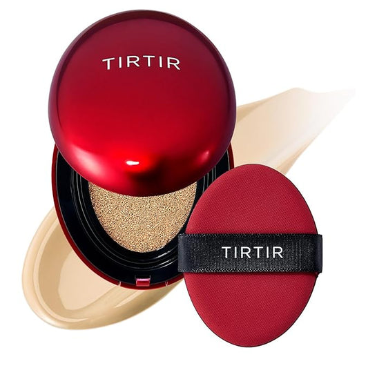 TIRTIR Mask Fit Red Cushion Foundation | Full coverage, Weightless, Skin fit, Satin Glow Finish, Korean Makeup BB Foundation, beauty, Tattoo cover up, Buildable (#24W Soft Beige, 0.63 Fl Oz)
