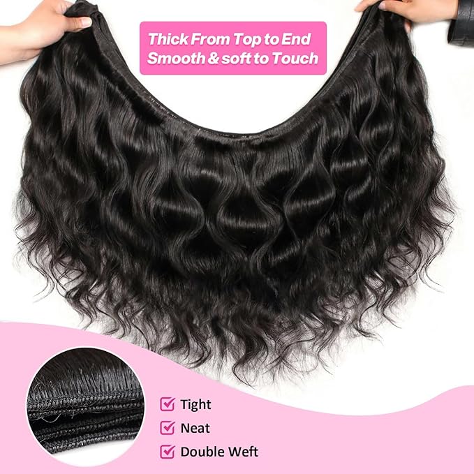 12A Bundles Human Hair 100% Unprocessed Brazilian Virgin Human Hair 26 28 30 Inch Body Wave human hair Bundles Quick Weave Extensions Natural Black