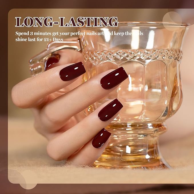 RARJSM Burgundy Gel Nail Polish 1PCS 15ML Long Lasting Opaque Milky Deep Wine Red Creamy Gelpolish Soak off U V Curing Required Nail Art French Manicure Salon DIY at Home