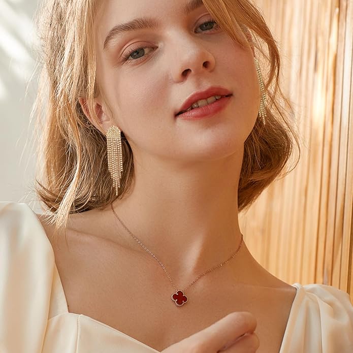 HERIER Rhinestone Earrings Dangling for Women Chandelier Statement Tassel Earrings Girls Silver Sparkly Drop Cubic Zirconia Crystal Earrings Long Dangle Costume Jewelry