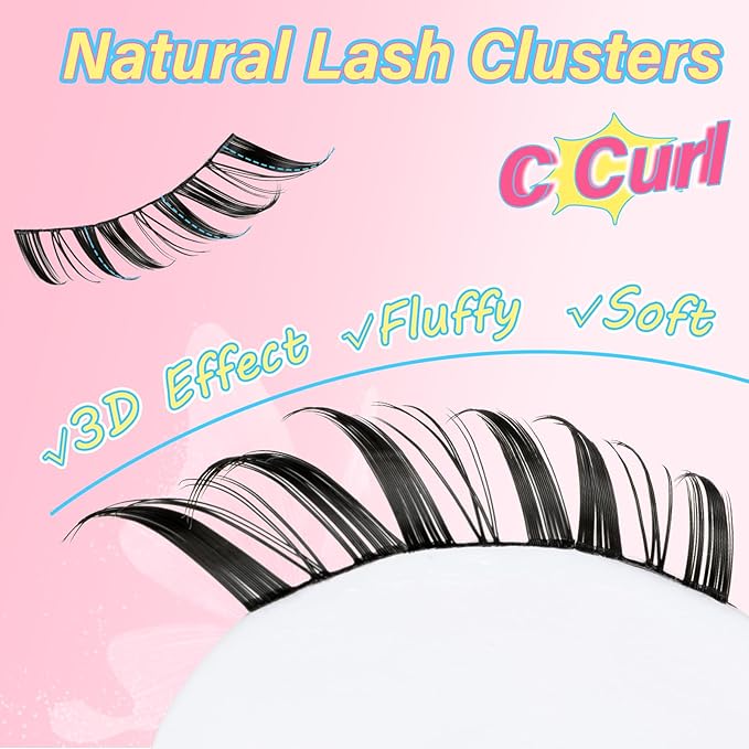 URNNE Manga Lashes Natural Look Cluster Lashes Anime Lashes Faux Mink Lashes Wispy Fluffy Eyelashes Spiky C Curl Individual Cluster (Wispy03)