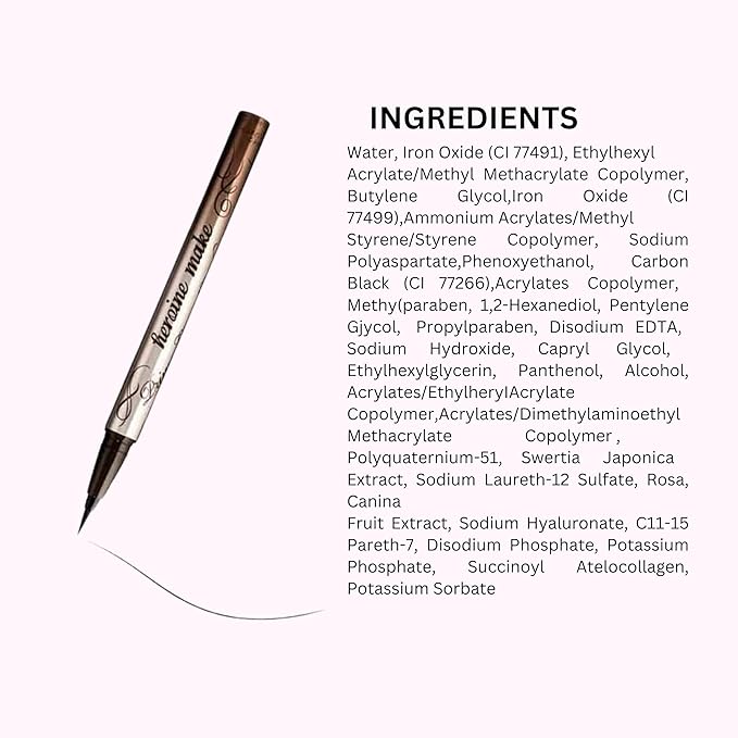 Heroine Make by KISSME Waterproof Eyeliner for Intense Color & Ultra-Fine 0.1mm Tip, Liquid Eyeliner Pen with Organic Beauty Serum, Cat Eye Liner for Long Lasting Eyelines, Natural Brown, 1 EA, PRIME