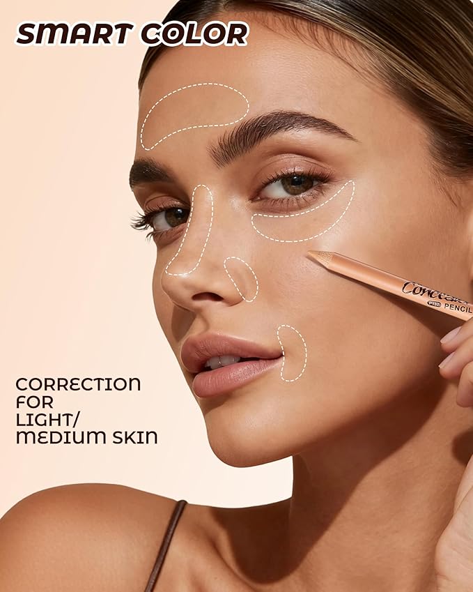 12 Pcs Wonder Concealer Pencil，3 Colors Face Concealer Pencil，Evens Out Skin Tone，Can Perfection Conceal Blemish，Dark Circle，Aging Spot，Acne，etc