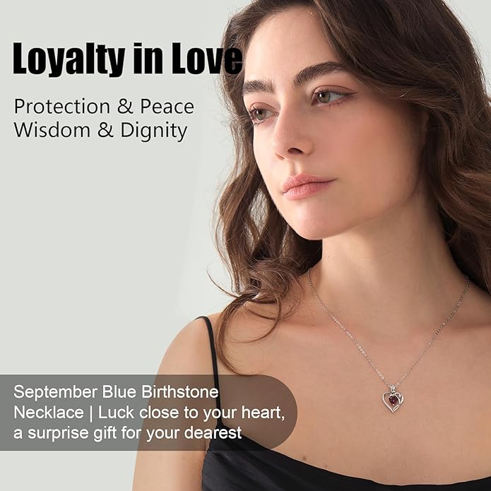 1.2CT Rose Heart Necklace Option of Moissanite or Lab-Grown Sapphire Ruby Emerald&More Necklace for Women Birthstone Girlfriend Necklace S925 Sterling Silver 18K White/Rose Gold Plated D Color VVS1 Gift for Wife Mother Daughter for Birthday Anniversary...