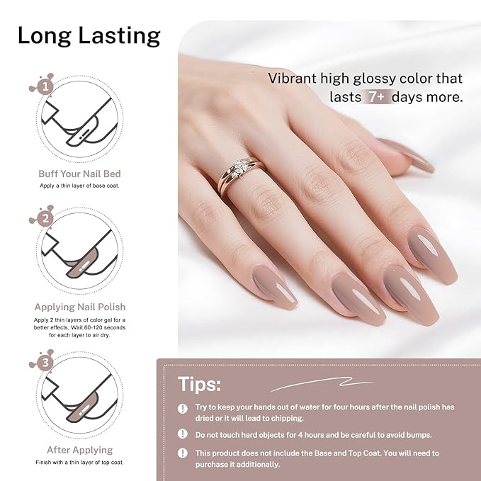 OpenLive 16.5ml Light Brown Nail Polish Large Volume Quick Dry Nail Polish, Long Lasting Shine, Fingernail Toenail Nail Art DIY Home Travel Nail Art Gift