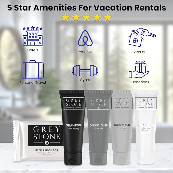 LodgMate Grey Stone Hotel Shampoo Tubes, Travel Size Bulk Amenities, 1 oz, Case of 150