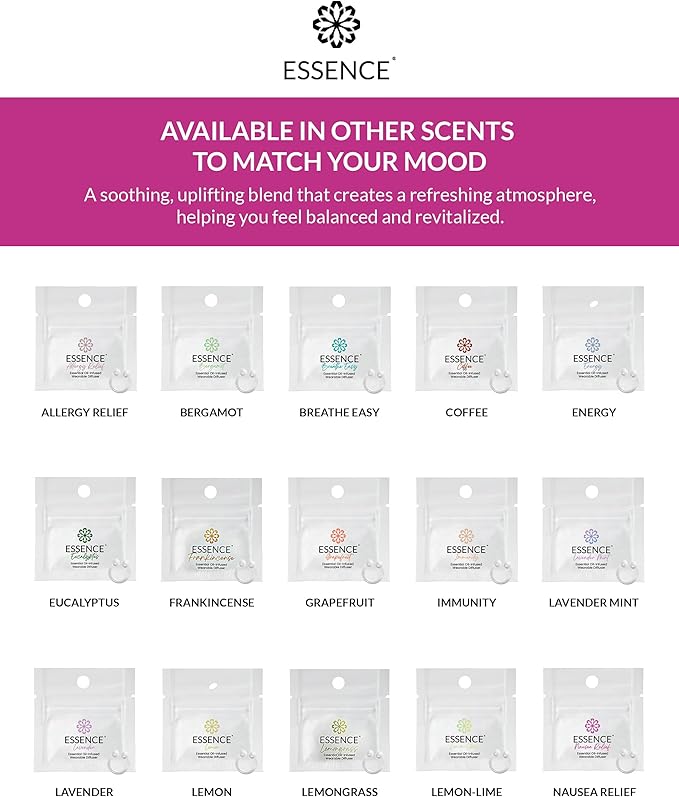 Essence Wearable Aromatherapy Nasal Diffuser – Nausea Relief Essential Oil Nose Ring Refresh Kit – Personal Scent Clip for Travel, Work & Everyday Use – Made in USA