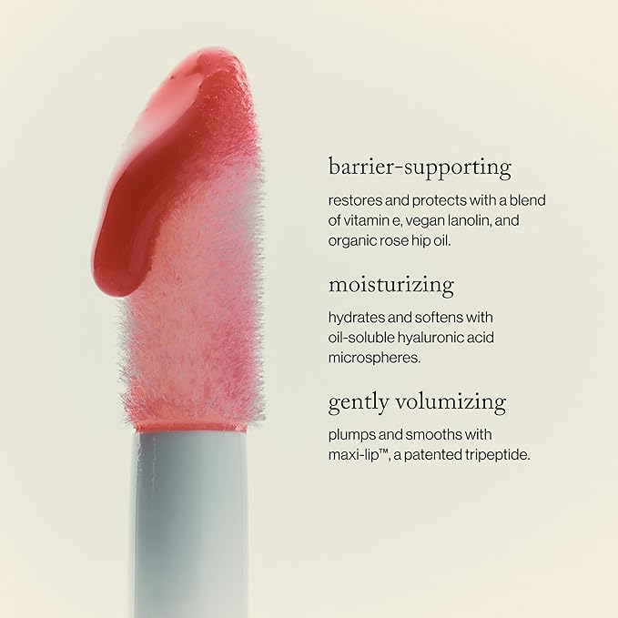 goop Beauty Hydra-Barrier Gel Gloss | Hydrating Lip Gloss to Moisturize & Plump Lips | Hyaluronic Acid & Vitamin E | Glaze - Palest Clear Pink | 0.13 oz