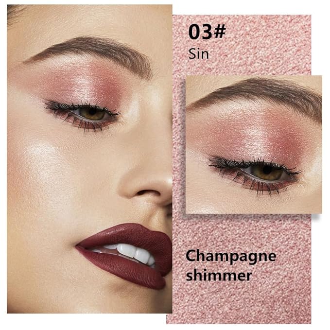 Glittler Single Eye Shadow Palette Makeup, Champagne Shimmer Monochrome Eyeshadow For Older Women, Pigmented Waterproof Sombras Para Ojos, Vegan, Talc, Paraben & Cruelty Free, 03