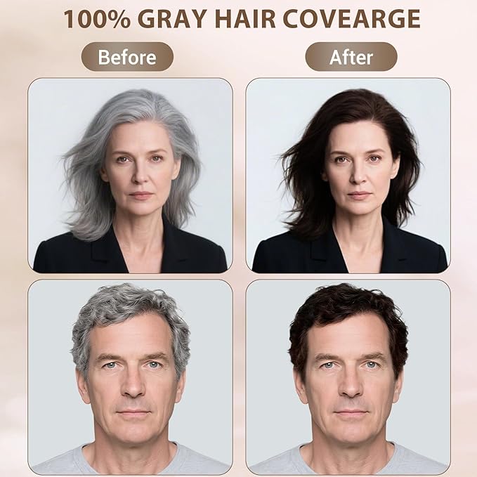 Farndu Dark Brown Hair Dye Shampoo for Women Men, 3 in 1 Hair Color Shampoo Dye for Grey Hair Coverage Champu Para Canas Mujer