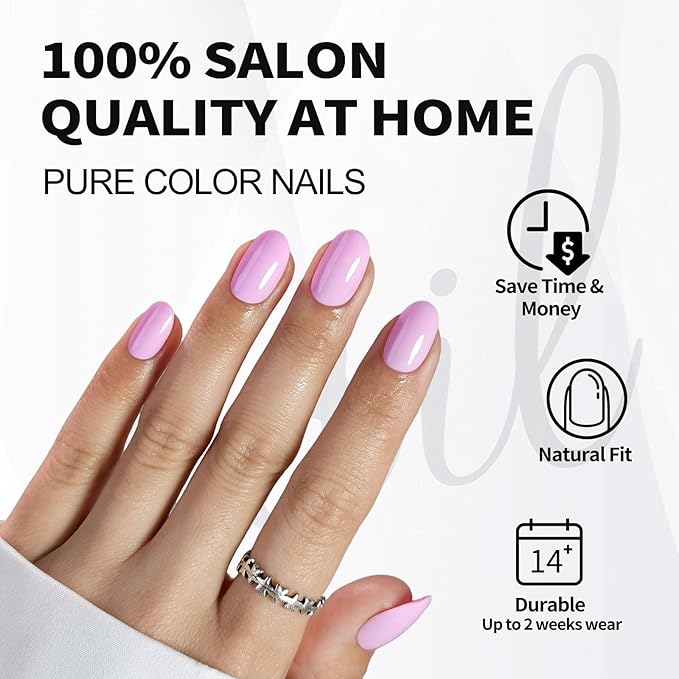 SHANGMENG Pink Press on Nails Oval for Women Gift - Soft Gel Valentines Press on Nails Short with Glue, Fit Perfectly & Natural Glue on Nails in 16 Sizes - 32 Reusable Fake Nails, Pink