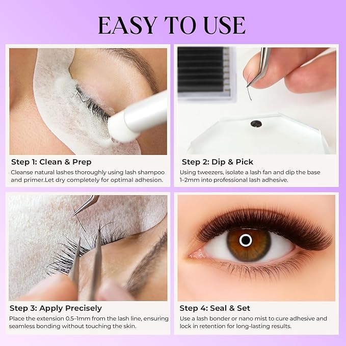 SAIGON LASH Eyelash Extensions, Mink Lash, Volume & Classic Lashes for Professionals, J/B/C/CC/D/L/M Curl, 4-15mm Length, Soft Korean PBT Fiber, 16 Rows Lash Tray (Dark chocolate-CC-0.05-8-15mm)