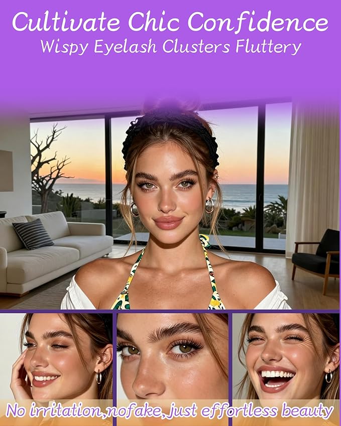 Clicar 10-16mm magnetic eyelashes,C-D Curvature lash clusters kit,3D Wispy Lashes Clusters DIY Lash Extension Kit,No need Glue (240pcs 11-13mm 60D)