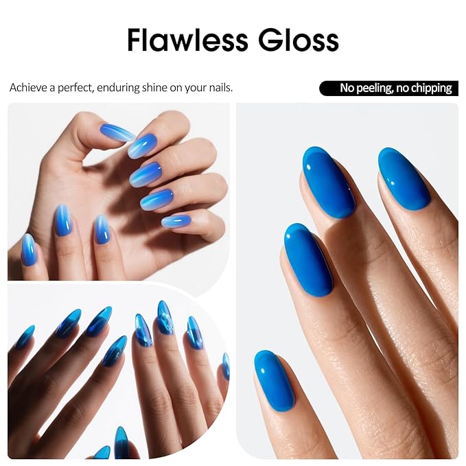 VENALISA Blue Jelly Gel Nail Polish, 1 Pcs Transparent Blue Gel Polish Sheer Color High Gloss Soak Off U V Nail Manicure Salon and DIY at Home Gifts for Women