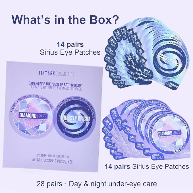 Ultimate Duo-pack Under Eye Patches 28 Pairs, 5-Min Revive Hydrogel Eye Masks with Caffeine Retinol Niacinamide to Reduce Dark Circles Puffiness Wrinkles, Refresh Tired Eyes, Bridesmaid Women Gifts