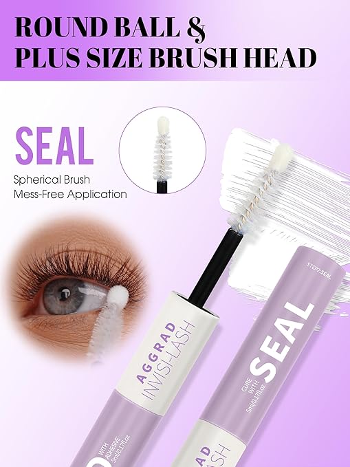 Clear Lash Cluster Glue Bond and Seal Waterproof 150H Super Strong Hold Long-Lasting for Eyelash Clusters Extensions Kit DIY Self Adhesive 2 in 1 Individual Lash Glue Clear Bonder & Sealant