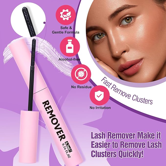 Yawamica DIY Lash Extension Kit 300pcs Individual Clusters Eyelash Extensions 10-20mm 50D Lash Clusters Kit With Lash Bond and Seal, Remover and Lash Applicator DIY Lash Kit for At-Home Use
