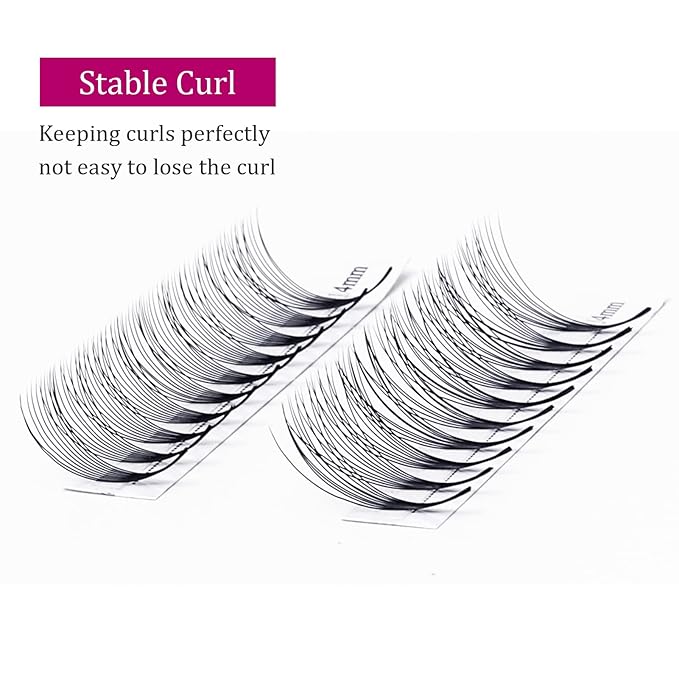 FADLASH Premade Fans Pointed Base 10D Premade Volume Eyelash Extensions Middle Stem Pre Fanned Lash Extensions Easy Application C/D Curl Eyelash Extension (10D-0.05-C, Mix 8-14mm)