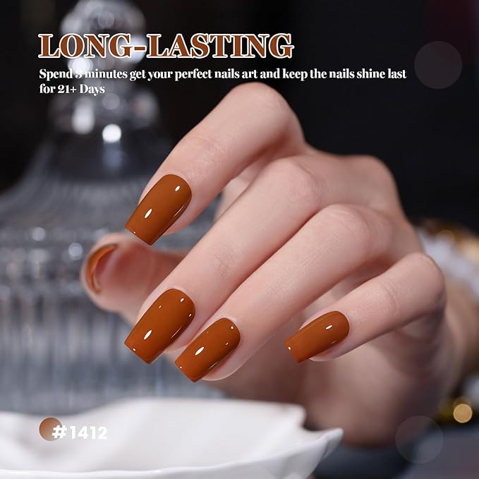 RARJSM Autumnal Orange Gel Nail Polish Creamy Amber Orange Gelpolish 15ML 1Pc Soak off Curing Required Nail Art French Manicure Salon DIY at Home Fall Winter